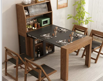 Home Fashion Extendable Table Wood Storage Design MDF Table With Chair 