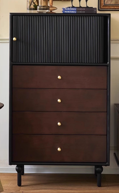 [PRE-ORDER] Solid wood four-drawer French retro living room side cabinet 