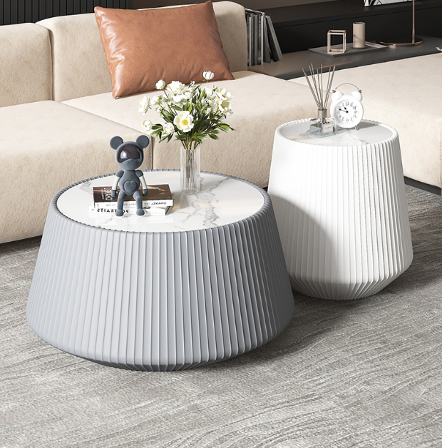 [PRE-ORDER] Cream style light luxury diamond rock plate small apartment coffee table