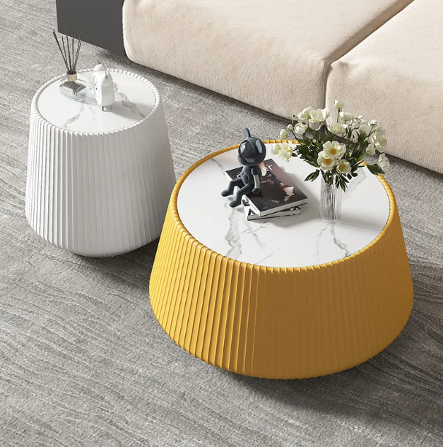 [PRE-ORDER] Cream style light luxury diamond rock plate small apartment coffee table