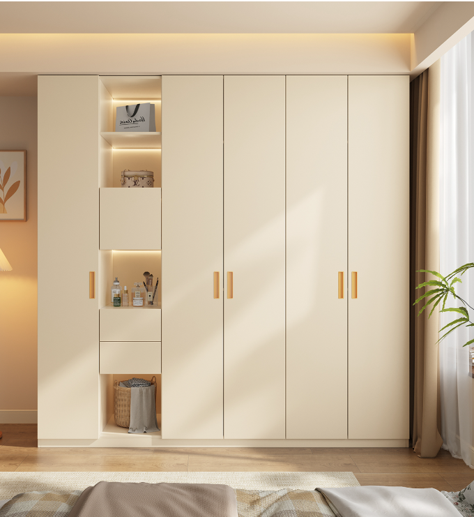 [PRE-ORDER] Solid wood built-in handle wardrobe, home bedroom storage cabinet