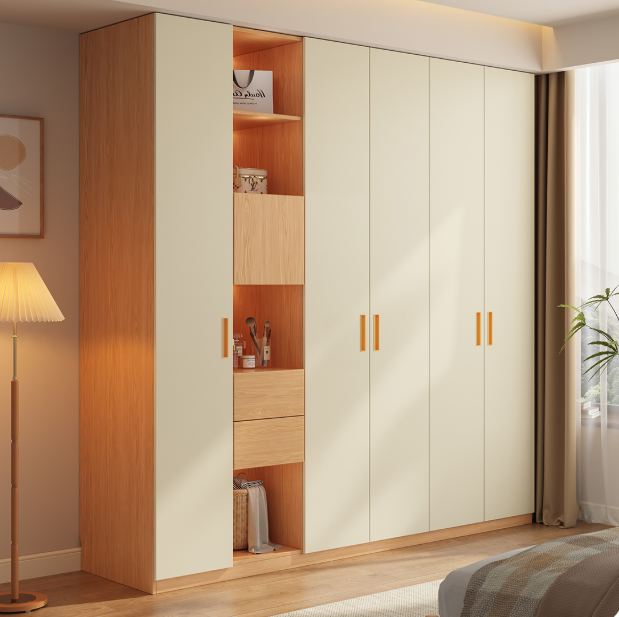 [PRE-ORDER] Solid wood built-in handle wardrobe, home bedroom storage cabinet