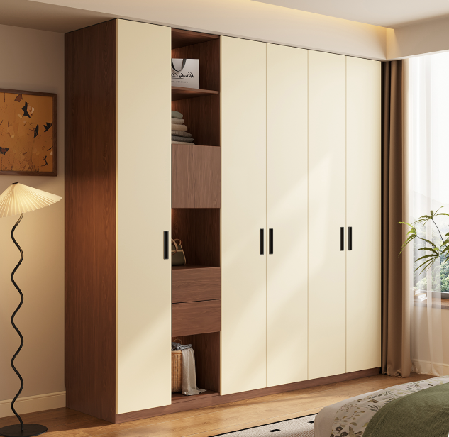 [PRE-ORDER] Solid wood built-in handle wardrobe, home bedroom storage cabinet