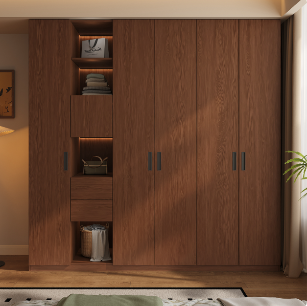 [PRE-ORDER] Solid wood built-in handle wardrobe, home bedroom storage cabinet
