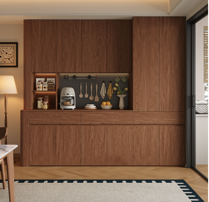 [PRE-ORDER] Solid wood curved sideboard with perforated board, living room tea and water storage cabinet