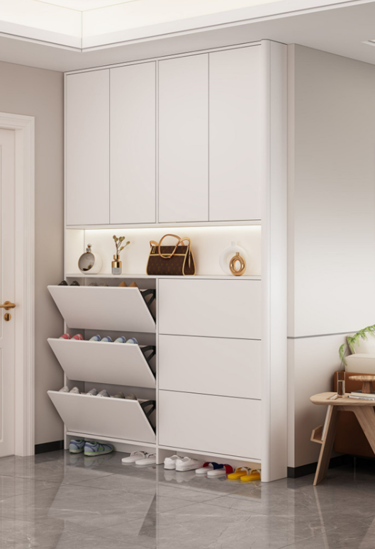 [PRE-ORDER] Solid wood ultra-thin flip-top narrow shoe cabinet