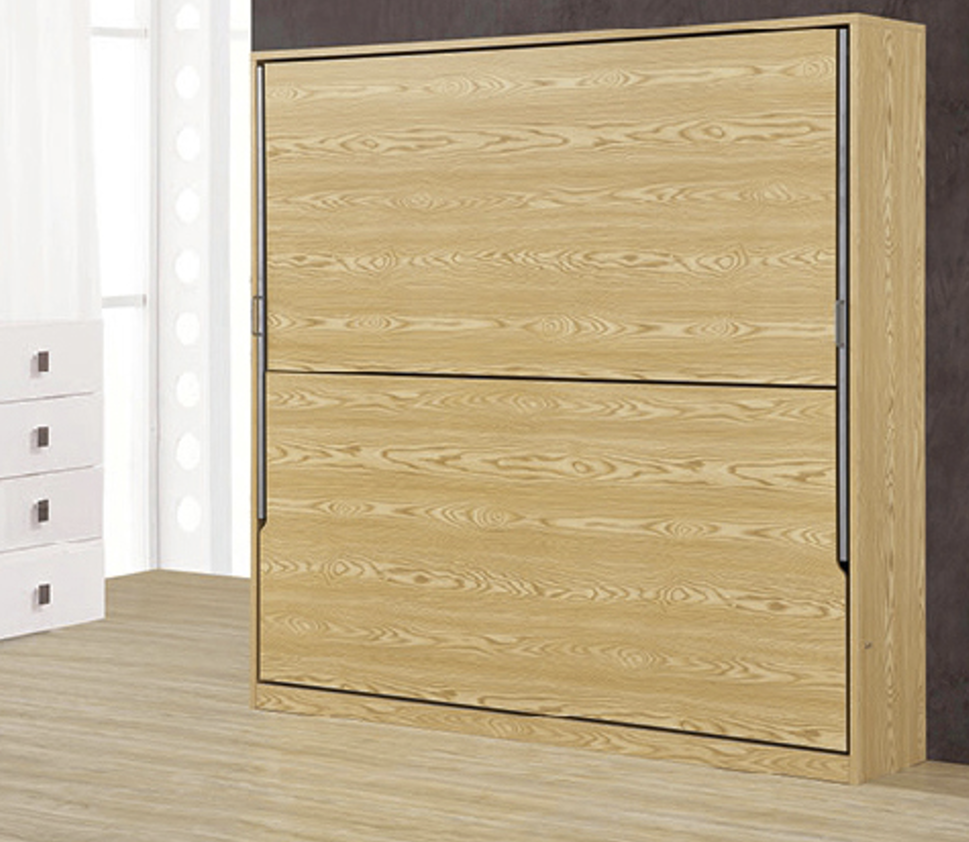 pre order Modern 0.9m Side-Folding Murphy Bed with Cabinet Space-Saving Double-Layer Bed Frame Set