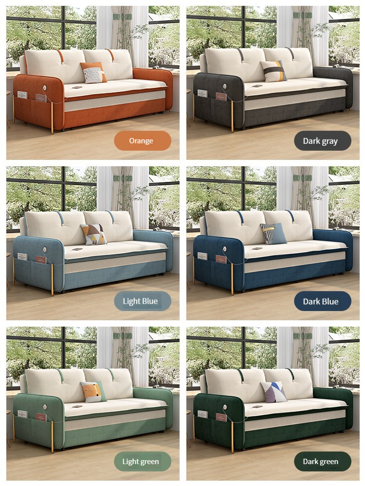 [Pre-order]  Foldable Multifunctional Double Pull-Out Sofa Bed For Two Lazy Flannel Sofa Bed Suitable for Living Room Small Apartment-Smart-Living