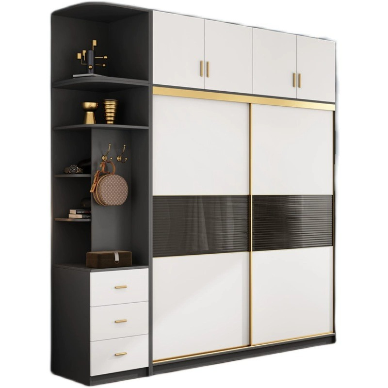 [Pre-order]  Modern simple sliding door wardrobe home bedroom assembly light luxury small apartment glass sliding door combination large wardrobe-Smart-Living