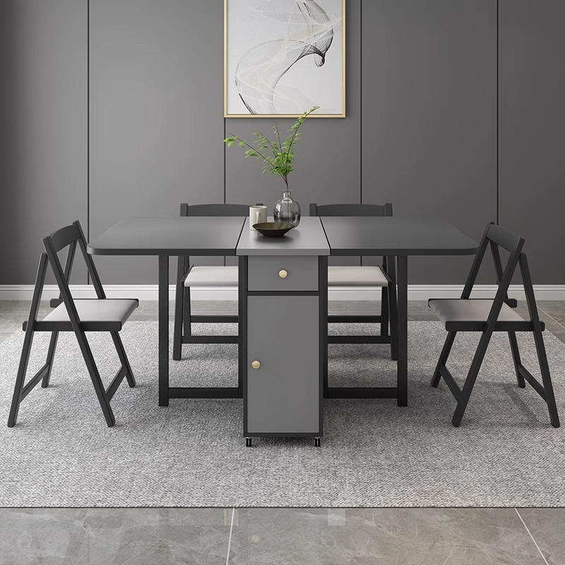 [Pre-order] Oulang Scandinavian simple living room dining table and chairs combination of modern small household household restaurant foldable rectangular eating table-Smart-Living
