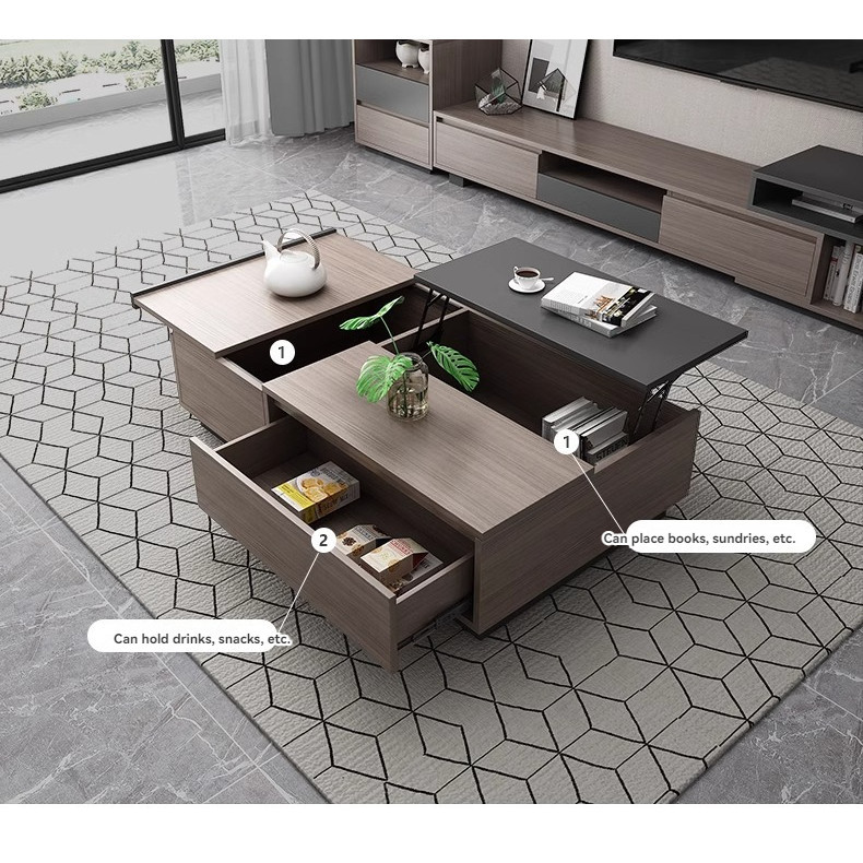 [Pre-order] Nordic style retractable TV cabinet, coffee table combination, simple modern assembly, living room storage cabinet-Smart-Living