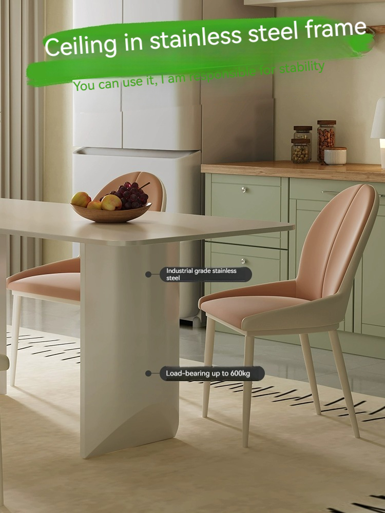 [Pre-order] French cream wind rock plate table small apartment modern simple family dining table white rectangular dining table and chair combination-Smart-Living