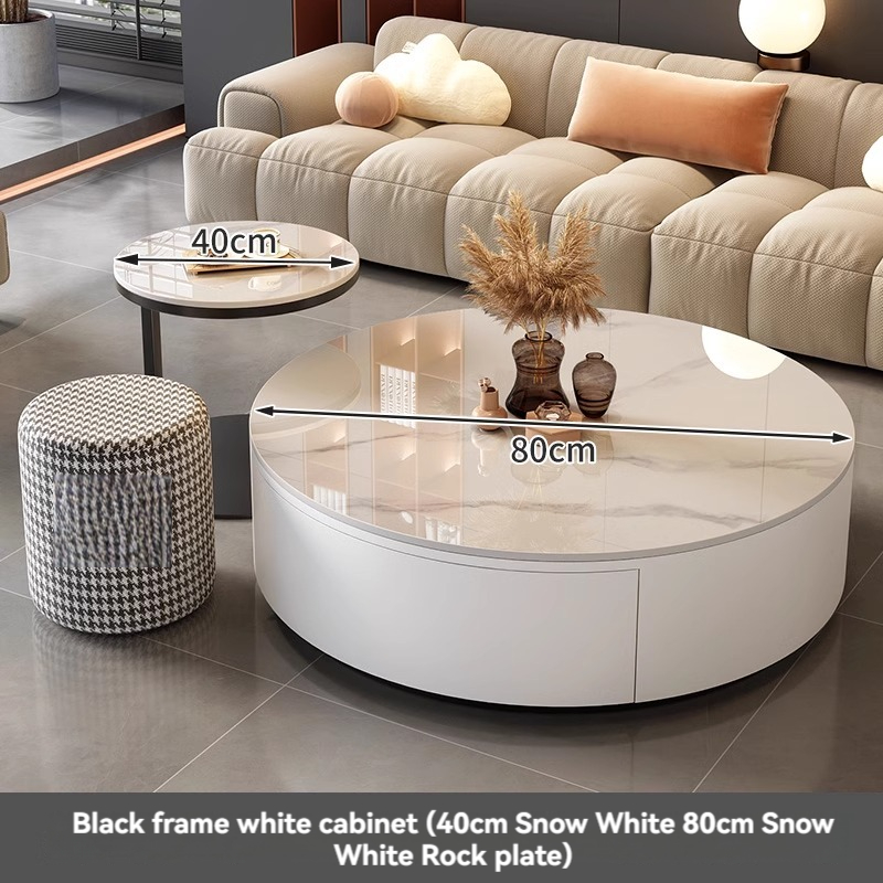 [Pre-order]  Rock Slab Coffee Table / TV Console Living Room Household Light Luxury Modern Simple Round Premium Sense Net Red Small Household Side Table-Smart-Living