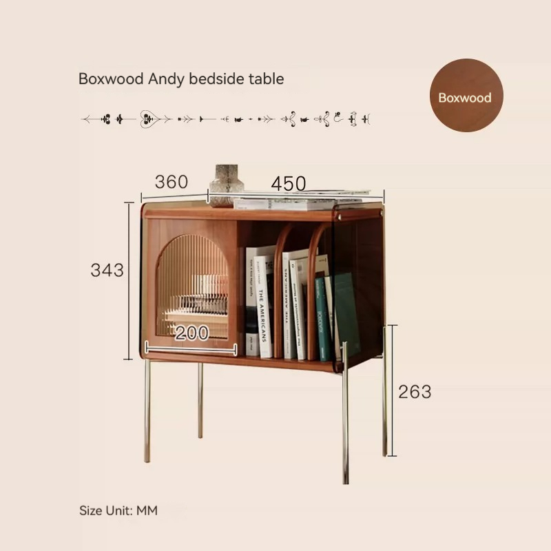 [Pre-order]  Solid wood bedside table simple modern Nordic retro small cabinet locker multifunctional shelf bedroom bedside cabinet-Smart-Living