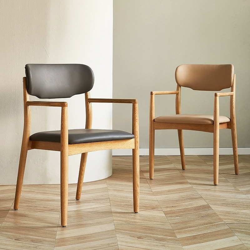 [Pre-order] LEMARS dining chair, Nordic study chair, home dining chair, casual backrest, soft seat bag, chair, log style master design-Smart-Living