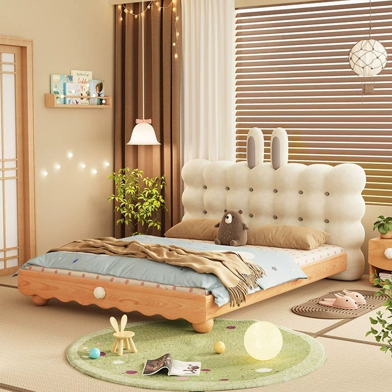 [Pre-order]  Bunny biscuit kids bed girl princess bed bedroom beech wood kids solid wood kids room cream style girl bed-Smart-Living