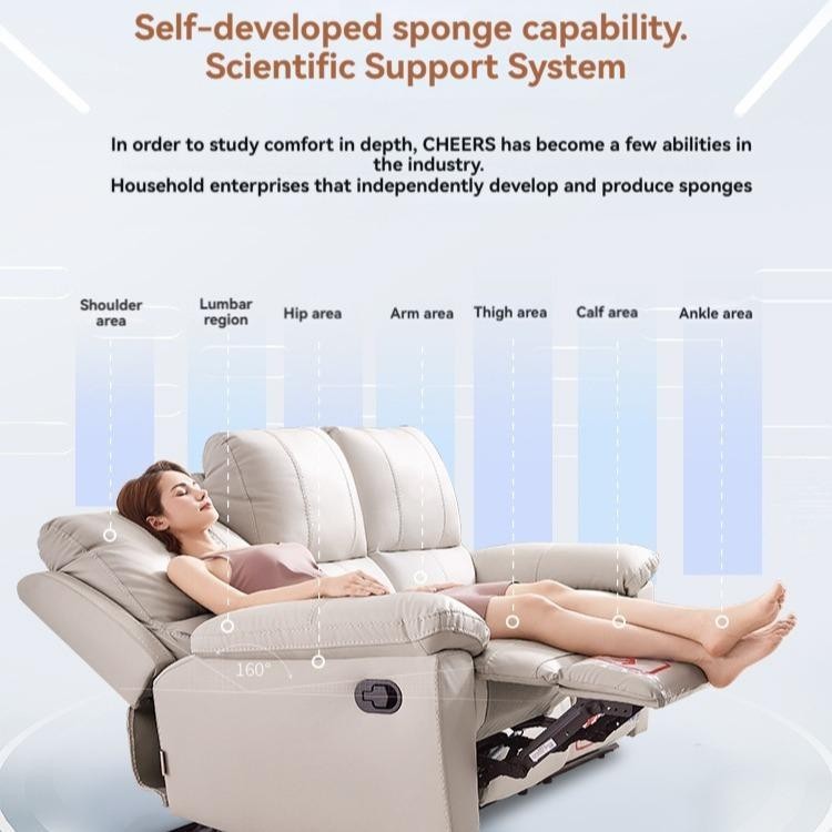 【Showroom】CHEERS First Class Small Apartment Living Room Fabric Sofa (3/1 Seater) With Manual Recliner -Smart-Living