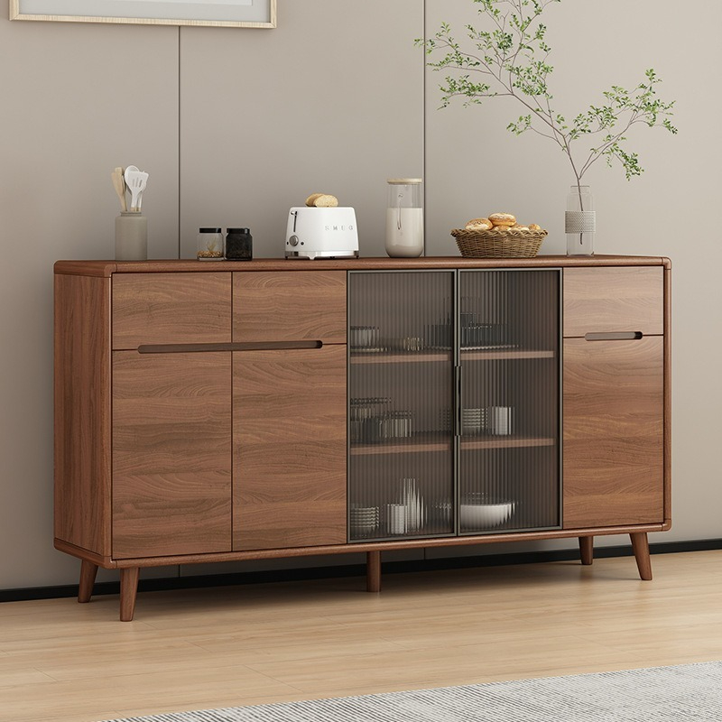 [pre order]New Chinese sideboard, solid wood color storage cabinet, wall storage cabinet, tea cabinet, integrated household living room sideboard-Smart-Living