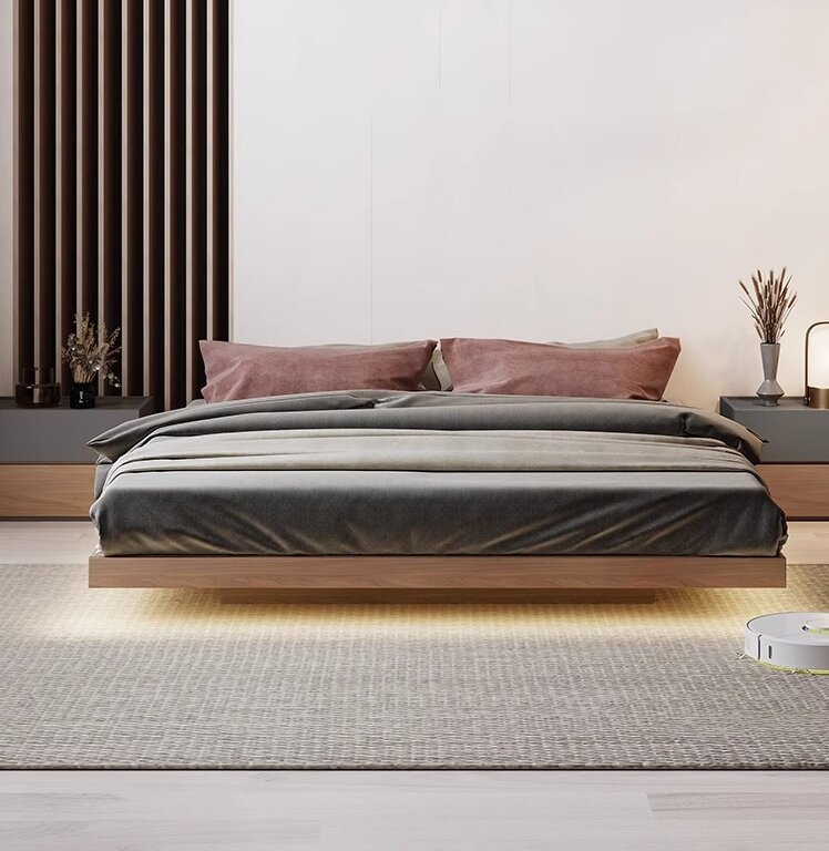 [Pre-order]  Japanese minimalist bed frame simple modern tatami bed no bedhead bed Homestays style off the ground low bed platform floating bed-Smart-Living