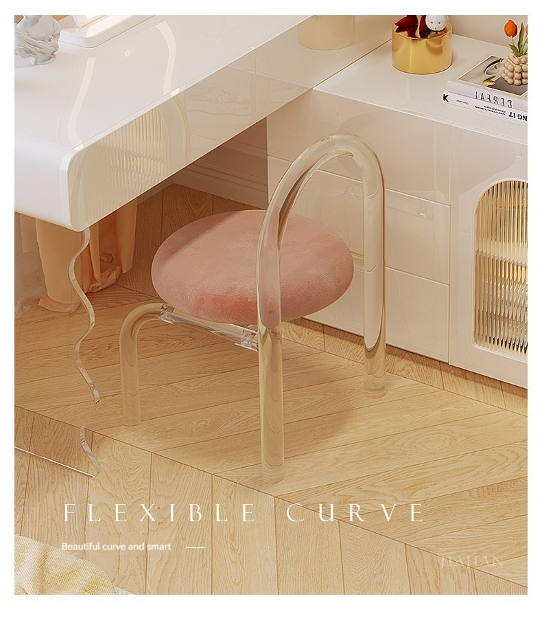 [Pre-order]  Modern simple acrylic transparent chair new home living room pink suspended dining chair French designer furniture-Smart-Living