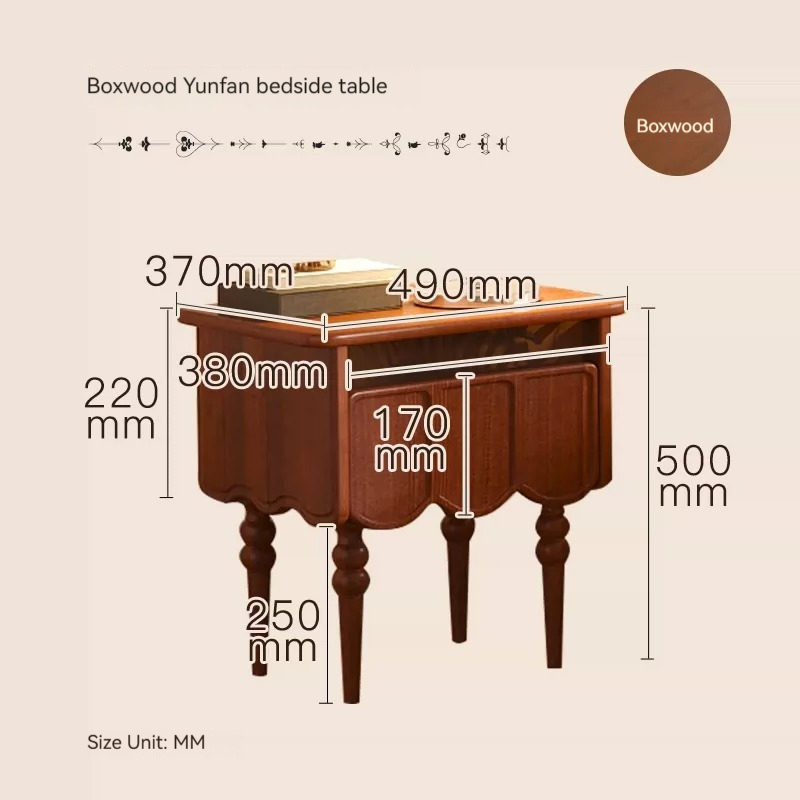 [Pre-order]  Solid wood bedside table, bedroom simple modern Nordic vintage storage cabinet, multifunctional storage shelf, bedside cabinet, storage cabinet-Smart-Living