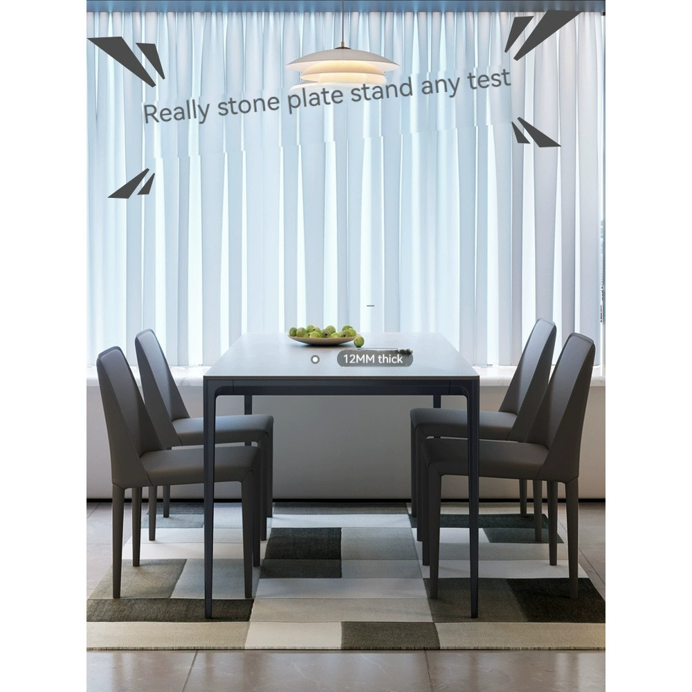 [Pre-order] Dining table and chairs combination modern simple home dining table apartment aluminum alloy rectangular dining table-Smart-Living