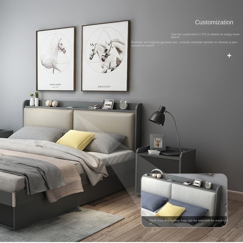 [Pre-order]  Wooden Master Bedding Double Modern Simple Tatami Small Unit Air Pressure High Storage Box Bed-Smart-Living