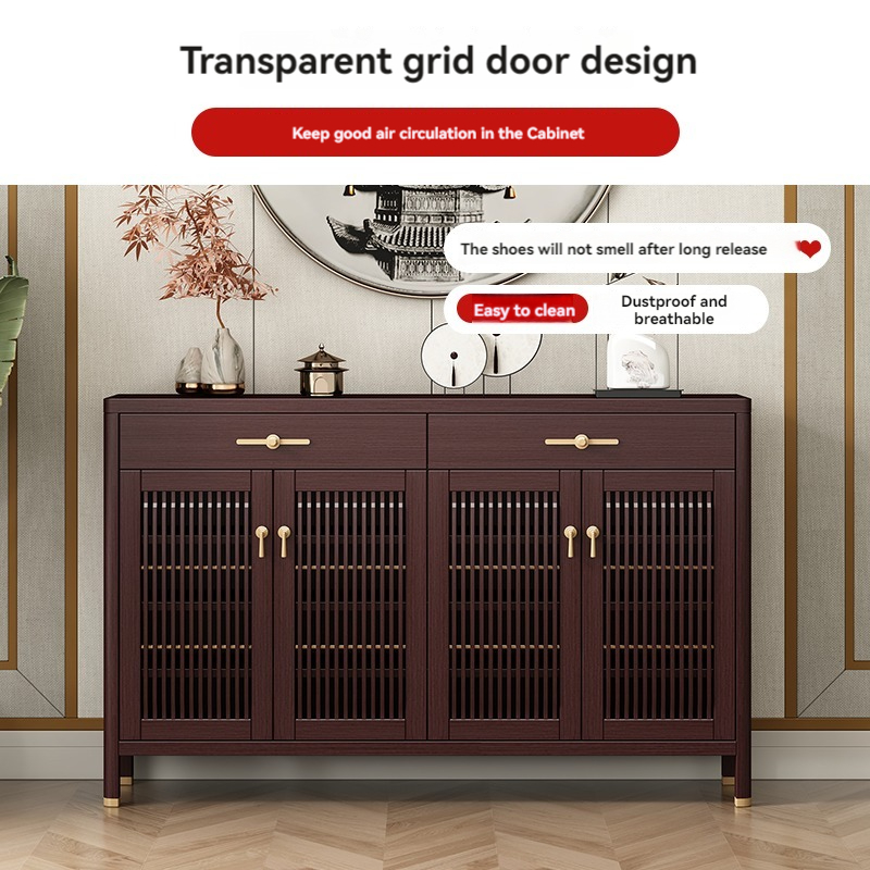 [Pre-order]  New Chinese shoe cabinet all solid wood breathable household doorway indoor large capacity storage cabinet multi-function entrance hall cabinet-Smart-Living