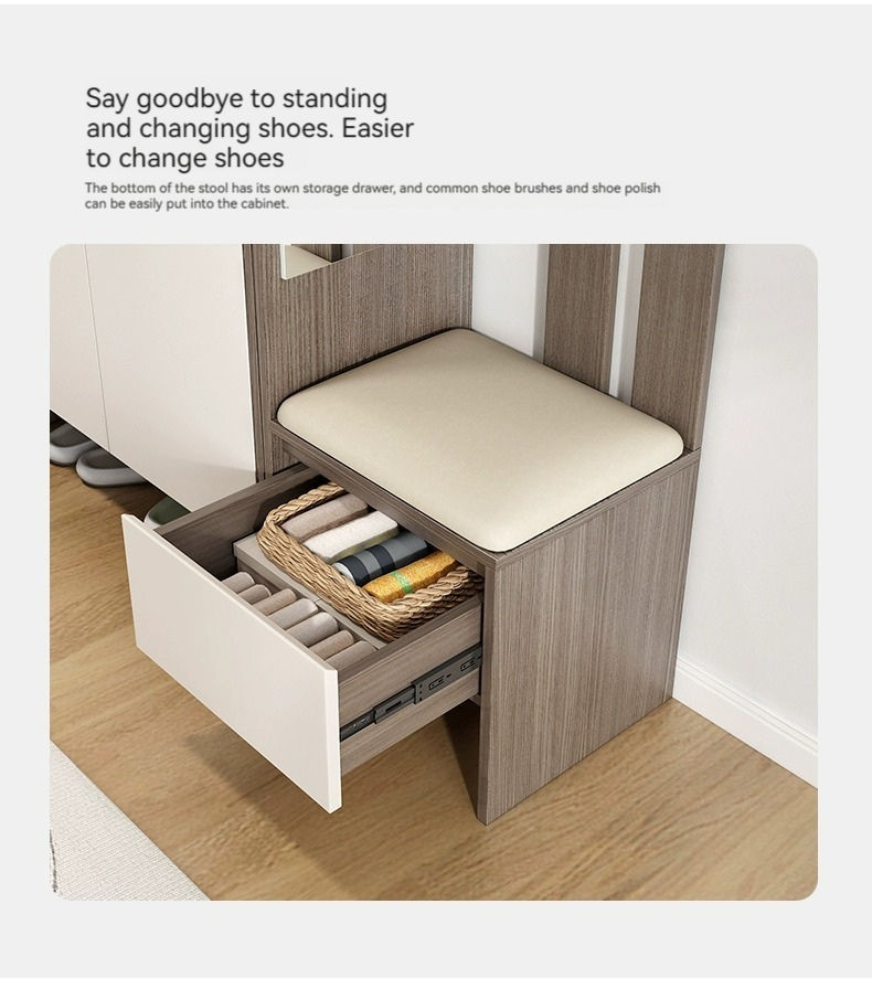 [Pre-order]  Entry door cabinet, living room partition cabinet, modern minimalist shoe rack, screen cabinet, household shoe changing stool, integrated shoe cabinet combination-Smart-Living