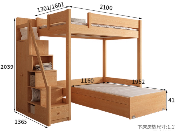 [Pre-order]Solid wood half height bed, children's bed, bunk bed with pull-out invisible desk integrated multifunctional bunk bed and bunk table combination bed