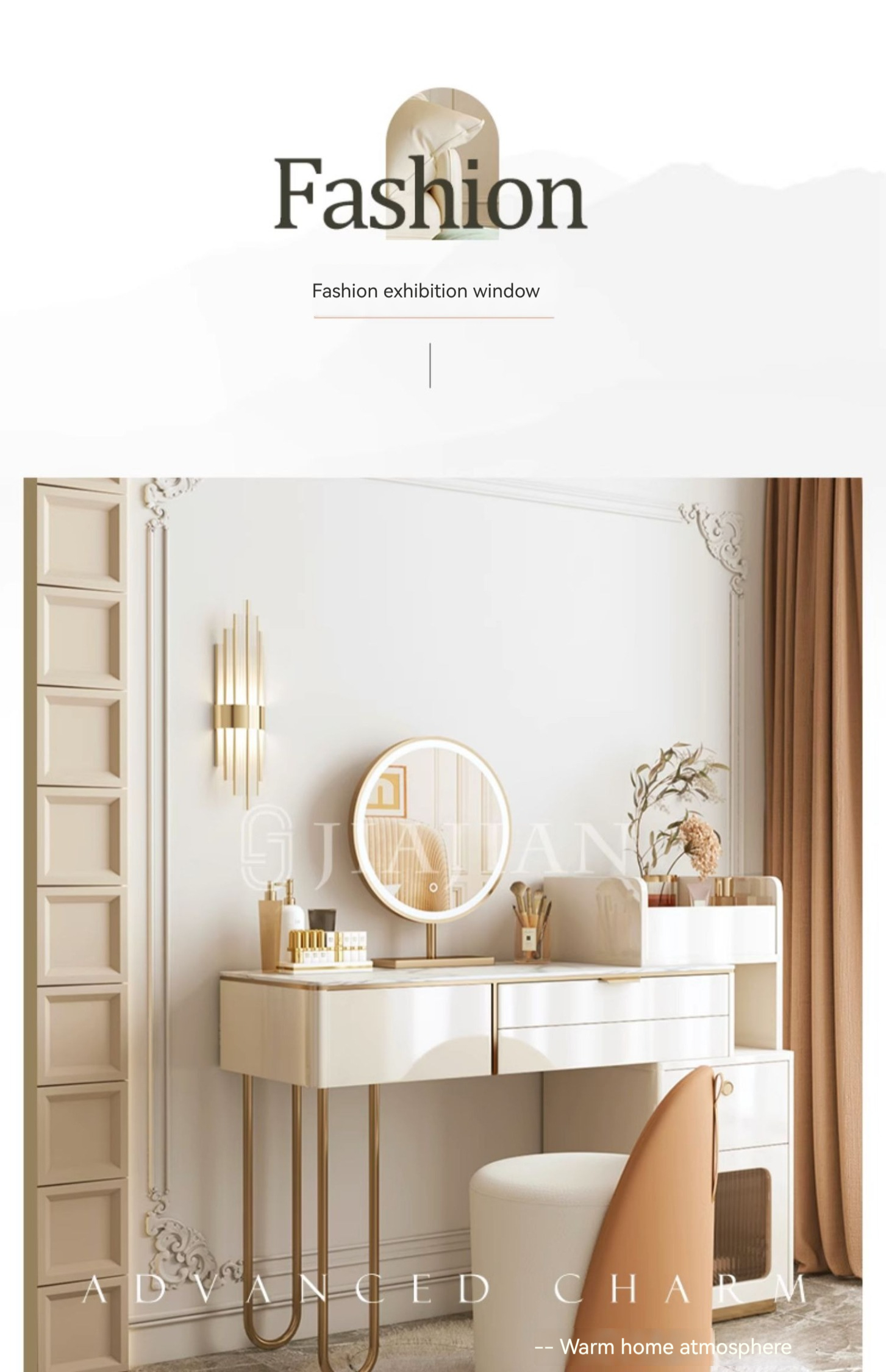 Light luxury slate multifunctional French cream fingerprint lock dresser bedroom modern simple makeup table storage integration-Smart-Living