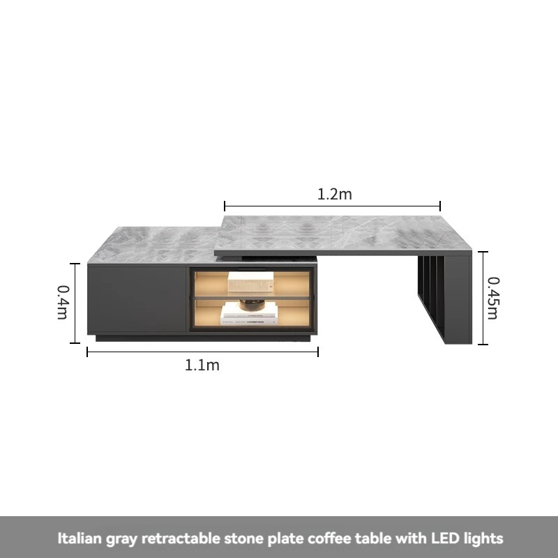 [Pre-order] Oulang Scandinavian simple modern living room household coffee table TV cabinet combination small household telescopic rock plate tea table-Smart-Living