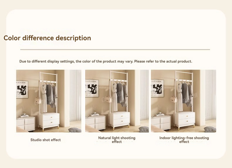 [Pre-order] Oulang 2024 solid wood cream style floor standing multifunctional coat rack, simple and modern home bedroom hanging clothes rack storage-Smart-Living
