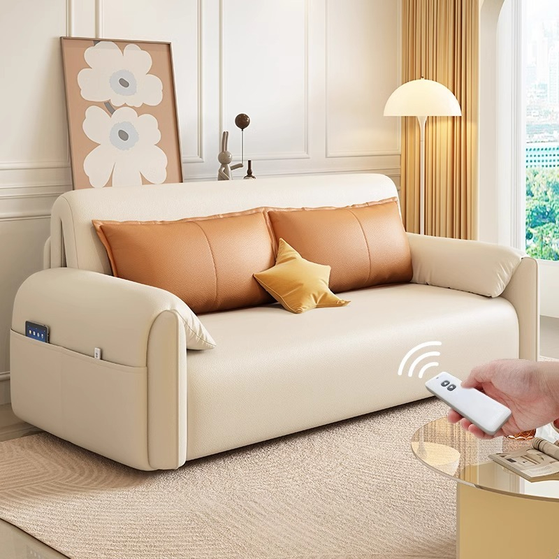 [Showroom]  Electric multifunctional sofa bed cream wind retractable dual-use modern simple small house study net red models-Smart-Living