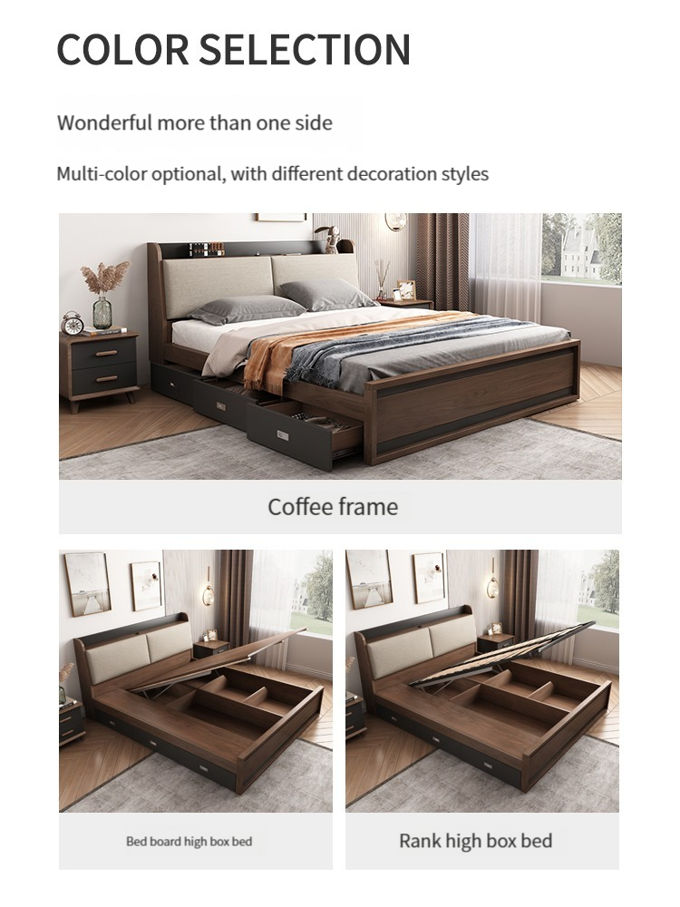 [Pre-order] Air pressure high box storage bed modern minimalist small house box drawer storage board double bed master bedroom tatami-Smart-Living