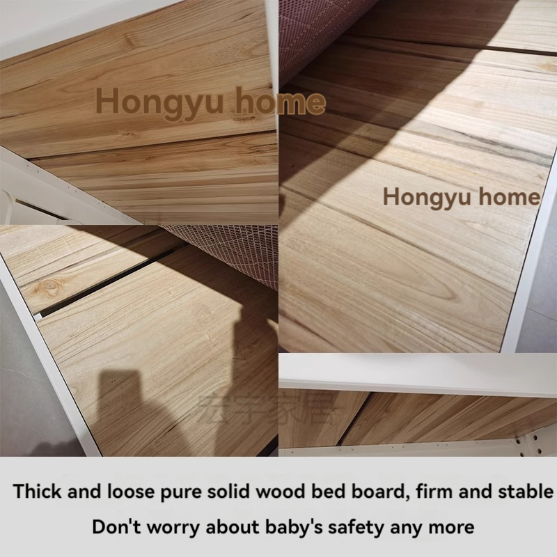 Cream style children's solid wood wardrobe bed white 1.2m 1.35m 1.5m men's and girls' bedroom bookshelf combination bed-Smart-Living