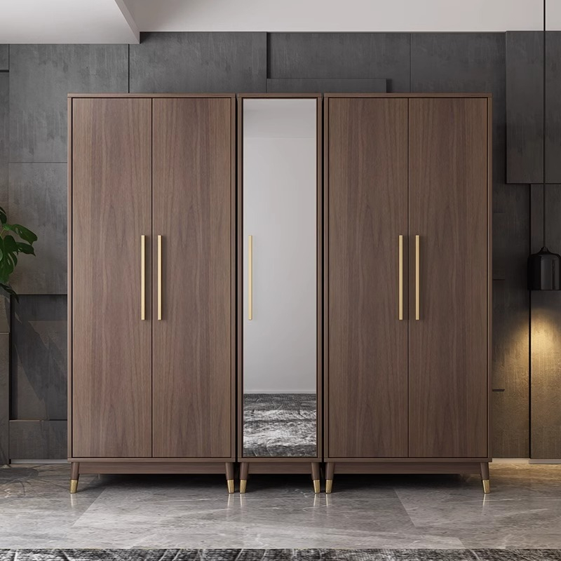 [Pre-order] Oulang Scandinavian simple solid wood feet assembly bedroom flat door small wardrobe modern small household economy dressing mirror combination-Smart-Living