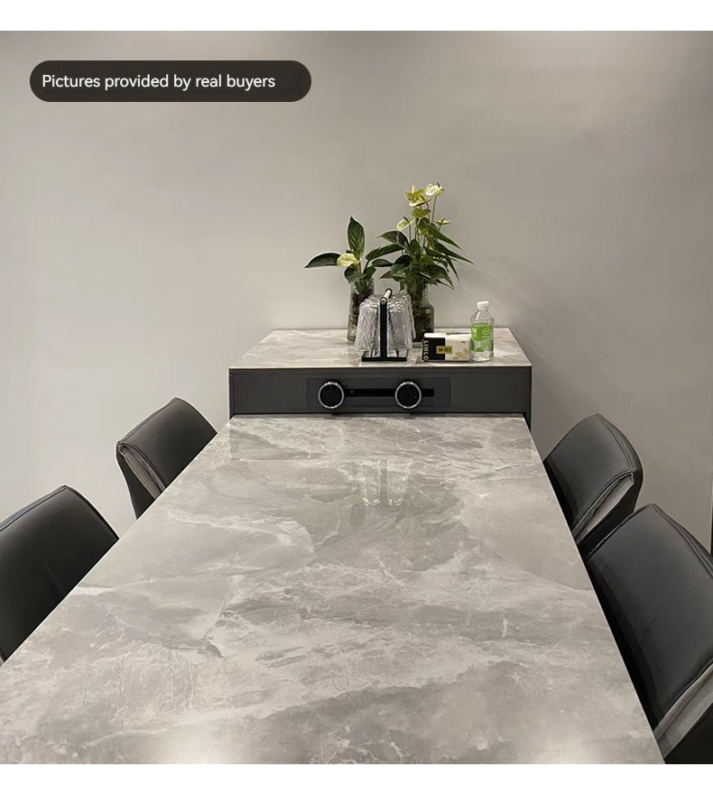 [Pre-order]  The slate island dining table is integrated, modern and simple, small household type, light luxury, telescopic dining table and chair combination, high-end sense-Smart-Living