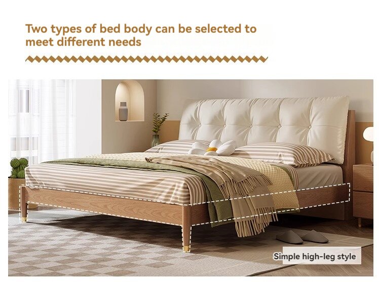 [Pre-order]  Modern simple log air small apartment high box storage bed Tatami double bed Master bedroom back soft blanket bed-Smart-Living