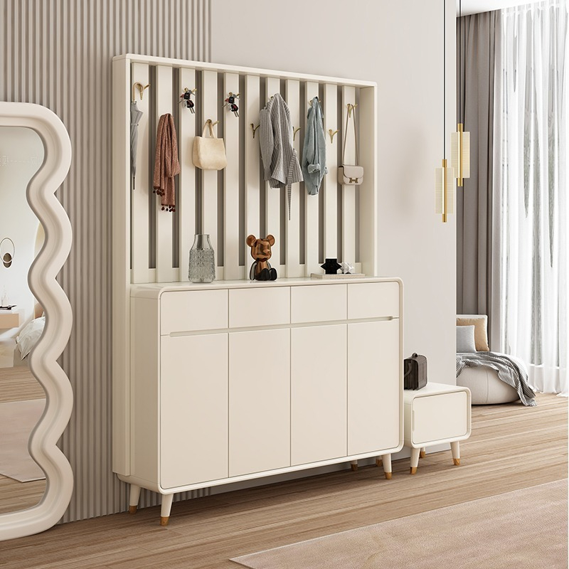 [ Pre-order]  Modern Simple With Hanger Shoe Cabinet New Explosive Home Door Cream Partition Porch Cabinet Living Room-Smart-Living