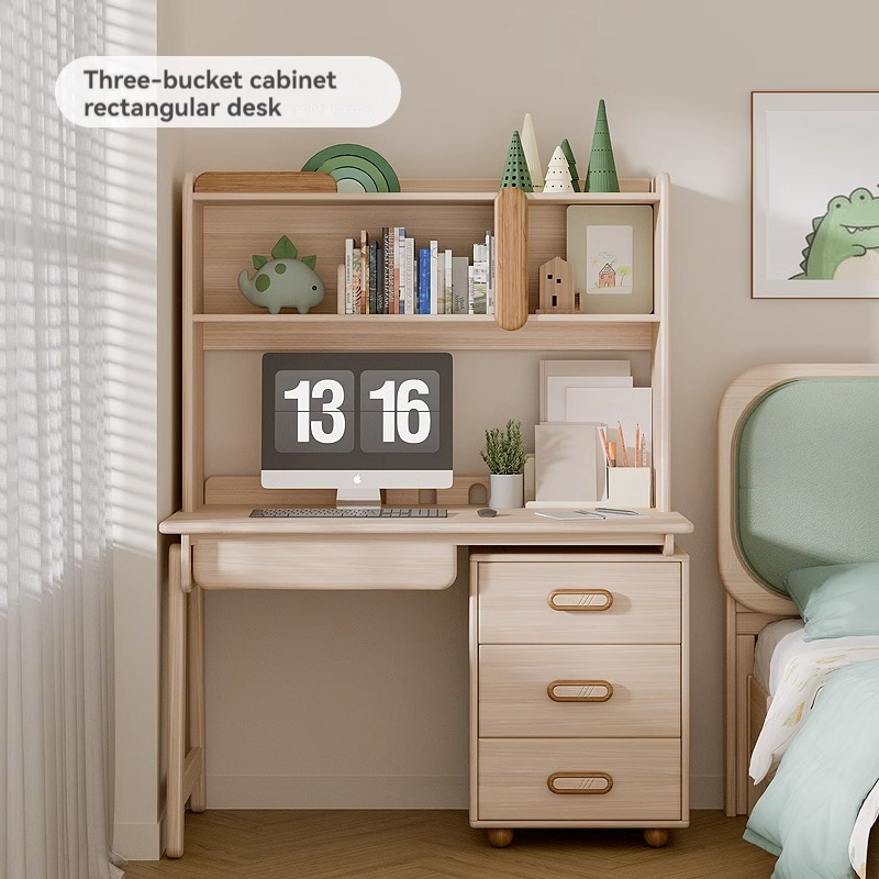 All solid wood children's learning desk, writing desk and chair set, single computer desk, combination desk, multifunctional desk-Smart-Living