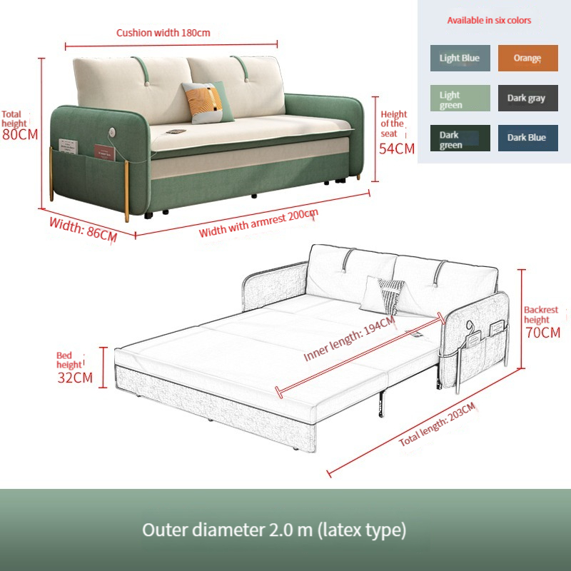 [Pre-order]  Foldable Multifunctional Double Pull-Out Sofa Bed For Two Lazy Flannel Sofa Bed Suitable for Living Room Small Apartment-Smart-Living