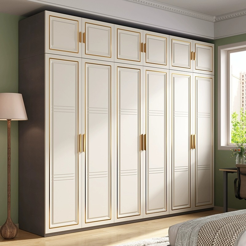 [Pre-order]  Wardrobe home bedroom European style double door white large wardrobe modern simple four doors five doors storage cabinet-Smart-Living