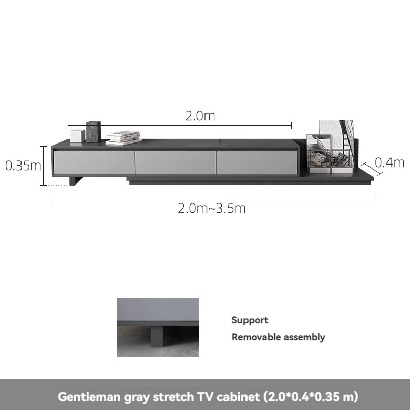 [Pre-order] Oulang Scandinavian simple living room coffee table and TV cabinet combination modern style home retractable creative grey floor cabinet-Smart-Living