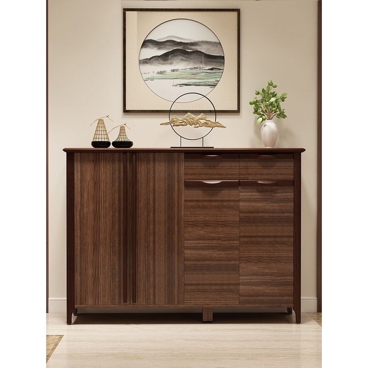 [Pre-order] Nordic style walnut solid wood shoe cabinet new Chinese home entrance living room entrance partition storage hall cabine-Smart-Living