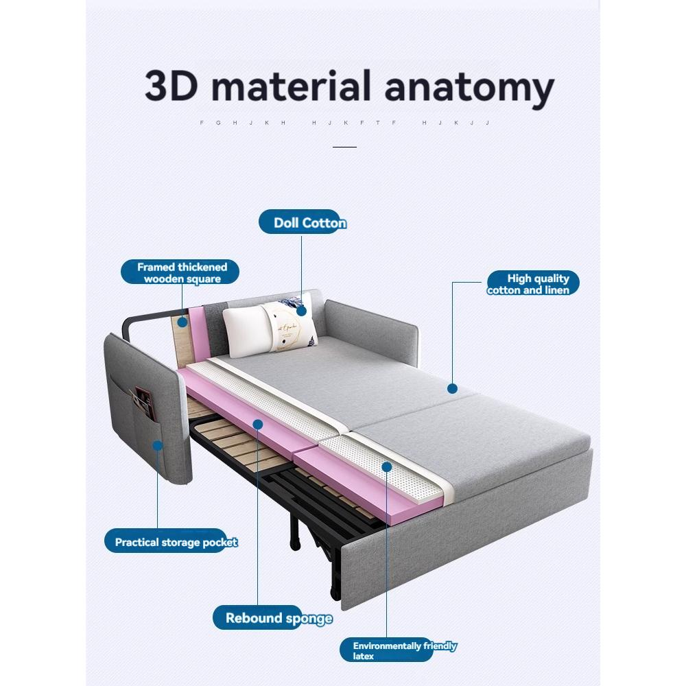 [Pre-order]  Sofa bed can be folded dual-purpose multi-functional living room small unit can be disassembled and washed 1.-Smart-Living