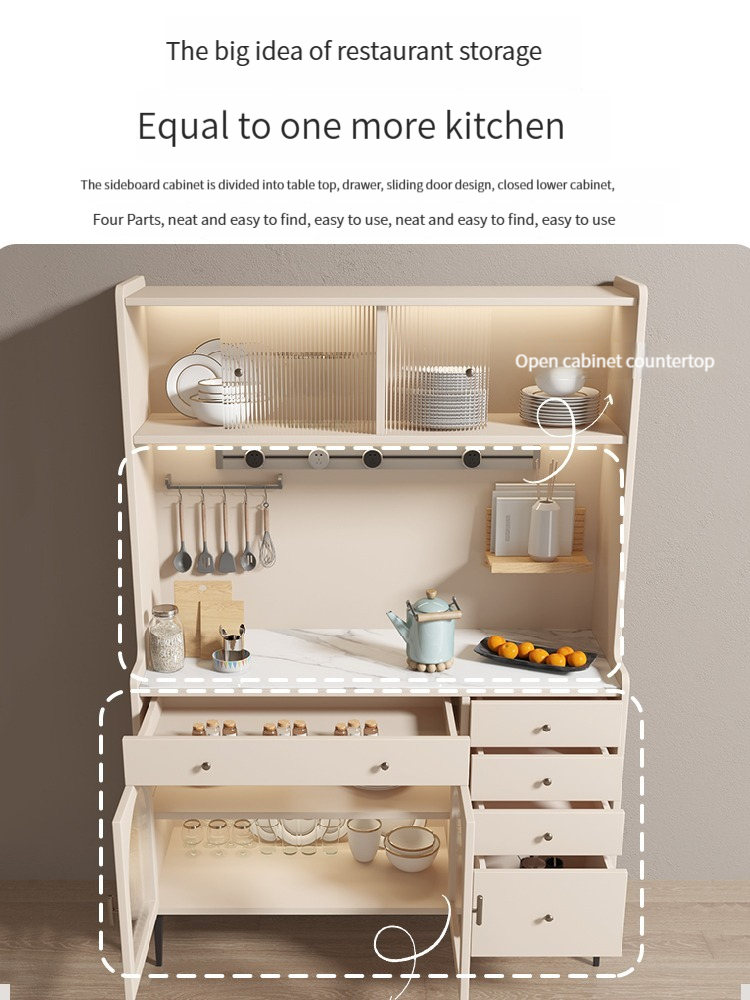 [Pre-order] Modern Minimalist Solid Wood Light Luxury Sideboard Storage Wine and Tea Cabinet Suitable for Kitchen Bowls Storage Small Households-Smart-Living