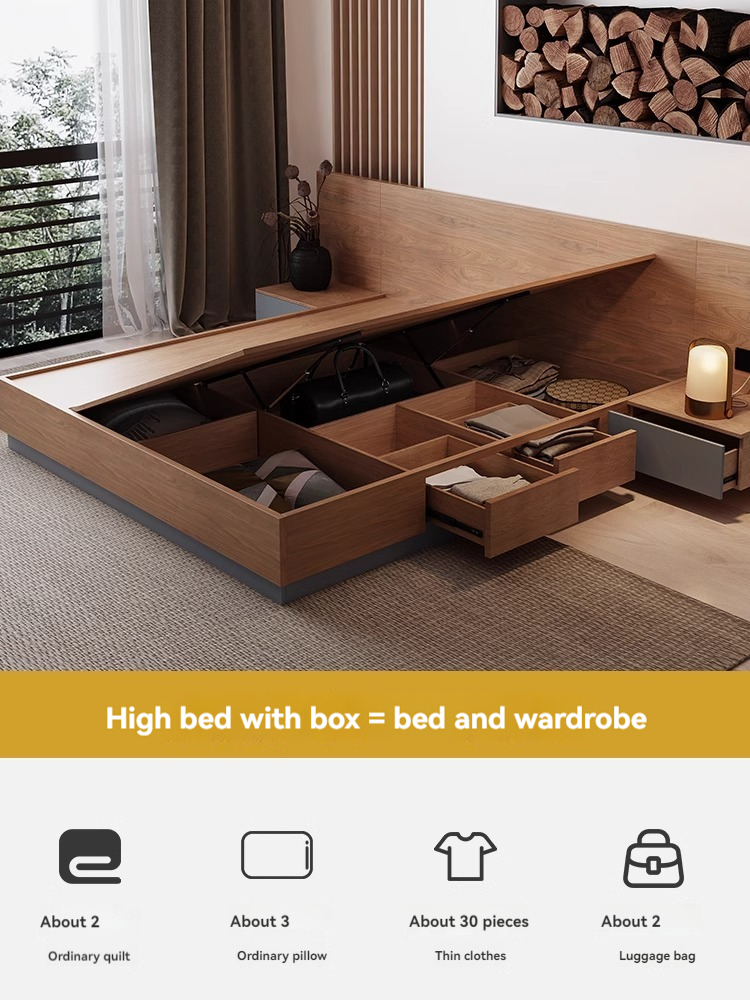 [Pre-order] Tatami Platform Storage Bed (1.5/ 1.8m) - with Bedside Cabinet and (Coconut Palm/ Latex) Mattress-Smart-Living