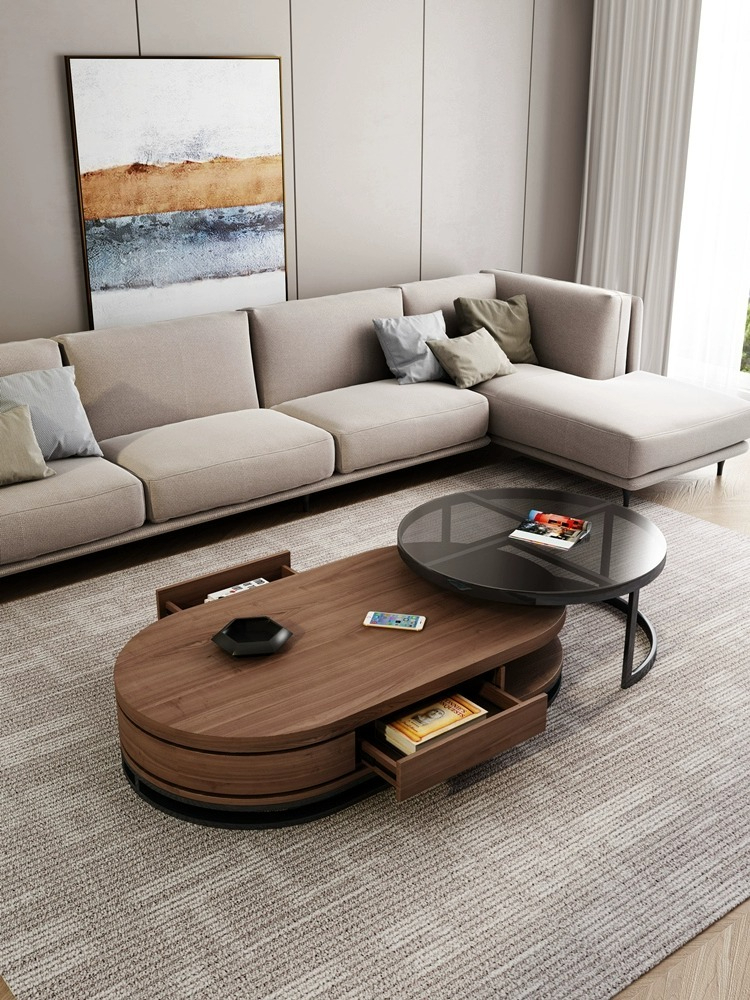 [Pre-order]  Coffee table TV cabinet living room 2024 new coffee table living room household small apartment simple round tempered glass-Smart-Living