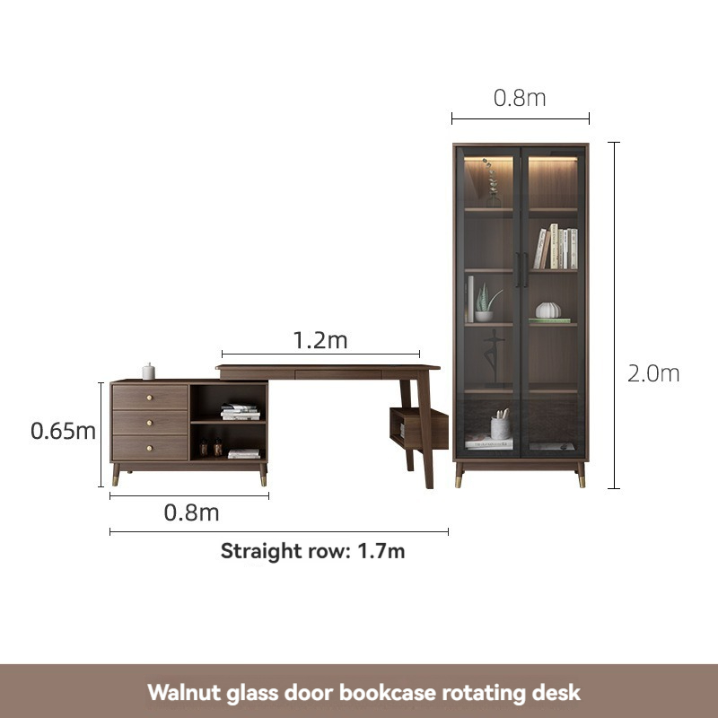 [Pre-order] Oulang Scandinavian simple bookcase with glass door bookcase shelf combination modern household solid wood foot bookcase storage cabinet-Smart-Living